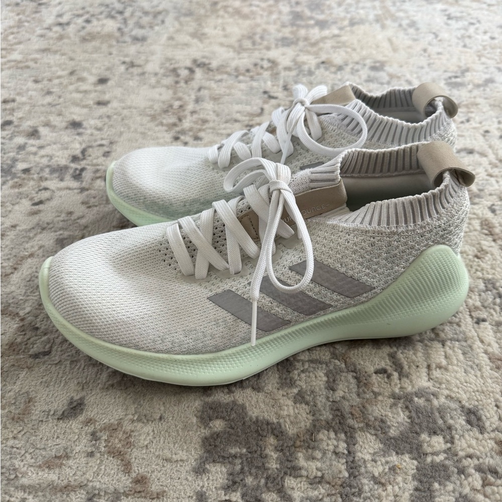Adidas Knit Sneakers with Mint Accents 7.5